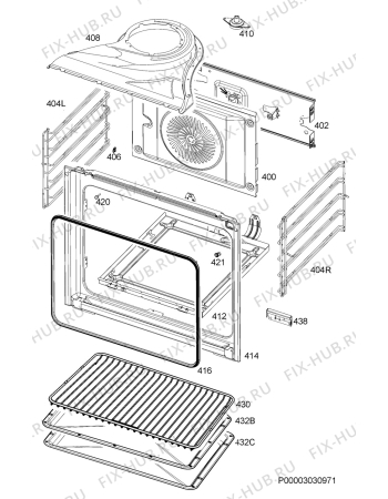 Взрыв-схема плиты (духовки) Aeg Electrolux EE3300091M - Схема узла Oven